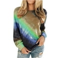 thumbnail image 2 of Tops for Women Plus Size Long Sleeve Round Neck Printed Loose Casual Tops Khaki XL, 2 of 6
