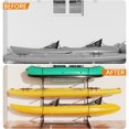 thumbnail image 2 of Freestanding Kayak Storage Rack for 3 Kayaks/Canoes - Heavy-Duty Steel Vertical Stand for Garage, Outdoor & Indoor Use (300lb  300lb Working Load Limit, Black), 2 of 7