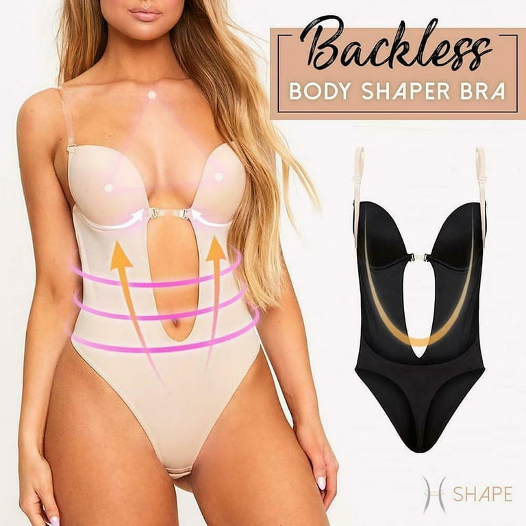 Women's Deep V-neck Body Shaper Strapless Backless Bra Bodysuit
