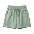 thumbnail image 6 of USSUMA Womens Solid Drawstring Elastic Waist Pocket Shorts Utility Style Lightweight Breathable Pull‑On Casual Workwear with Functional Pockets for Outdoor Travel and Everyday Comfort, 6 of 8
