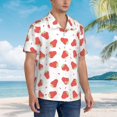 thumbnail image 3 of Balery Hand Drawn Strawberry Camisas hawaianas de manga corta para hombre, camisas playeras de corte holgado, camisas de vacaciones con botones,XX-Large, 3 of 7