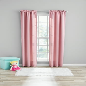 Your Zone Solid Color Room Darkening Rod Pocket Curtain Panel Pair, Set of 2, Polar Pink, 30 x 84