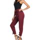 thumbnail image 5 of Primavera Mujer Sólido Casual Pantalones lápiz de cinturo Pajarita con cinturón elástico con bolsillos Pantalones recortados de trabajo - rojo, S S Baoblaze Pantalones casuales de cintura alta, 5 of 8