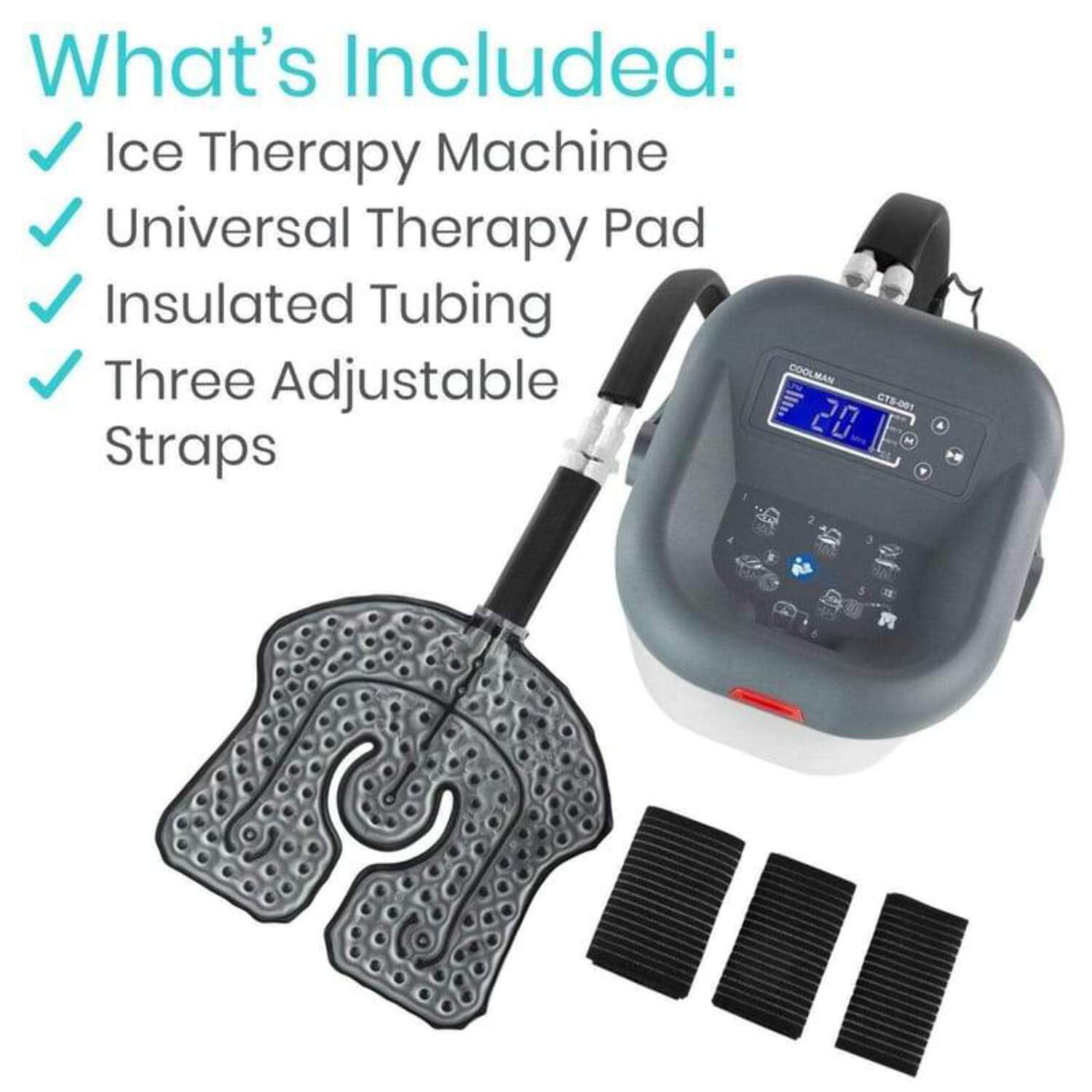 Vive Ice Machine for Knee & Shoulder Post-Surgery – Cold Therapy for Knee & Hip Replacement – Large Cryotherapy Pad with Quiet Pump – Flexible Cuff for Ankle, Back, Leg, Cervical, ACL