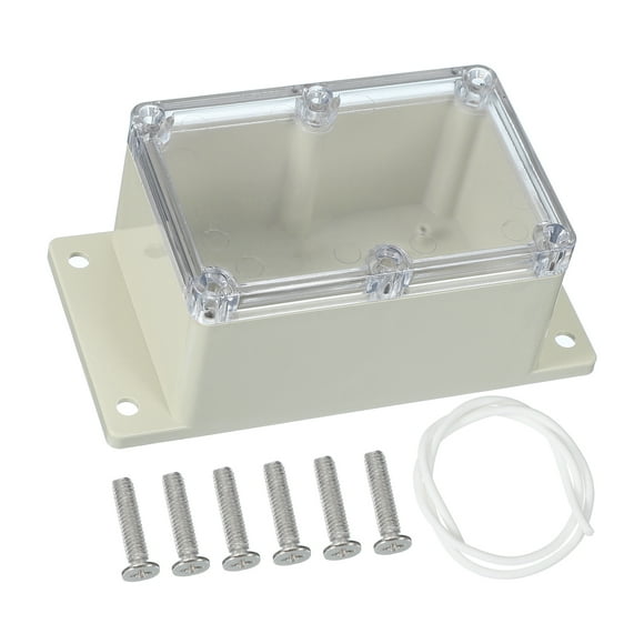Uxcell Junction Box, Electrical Enclosure Box ABS Plastic Waterproof Outlet Plug Cover Cord Protector with Mounting Plate for Outdoor Indoor Electric Projects White/Transparent 120 x 81 x 65 mm