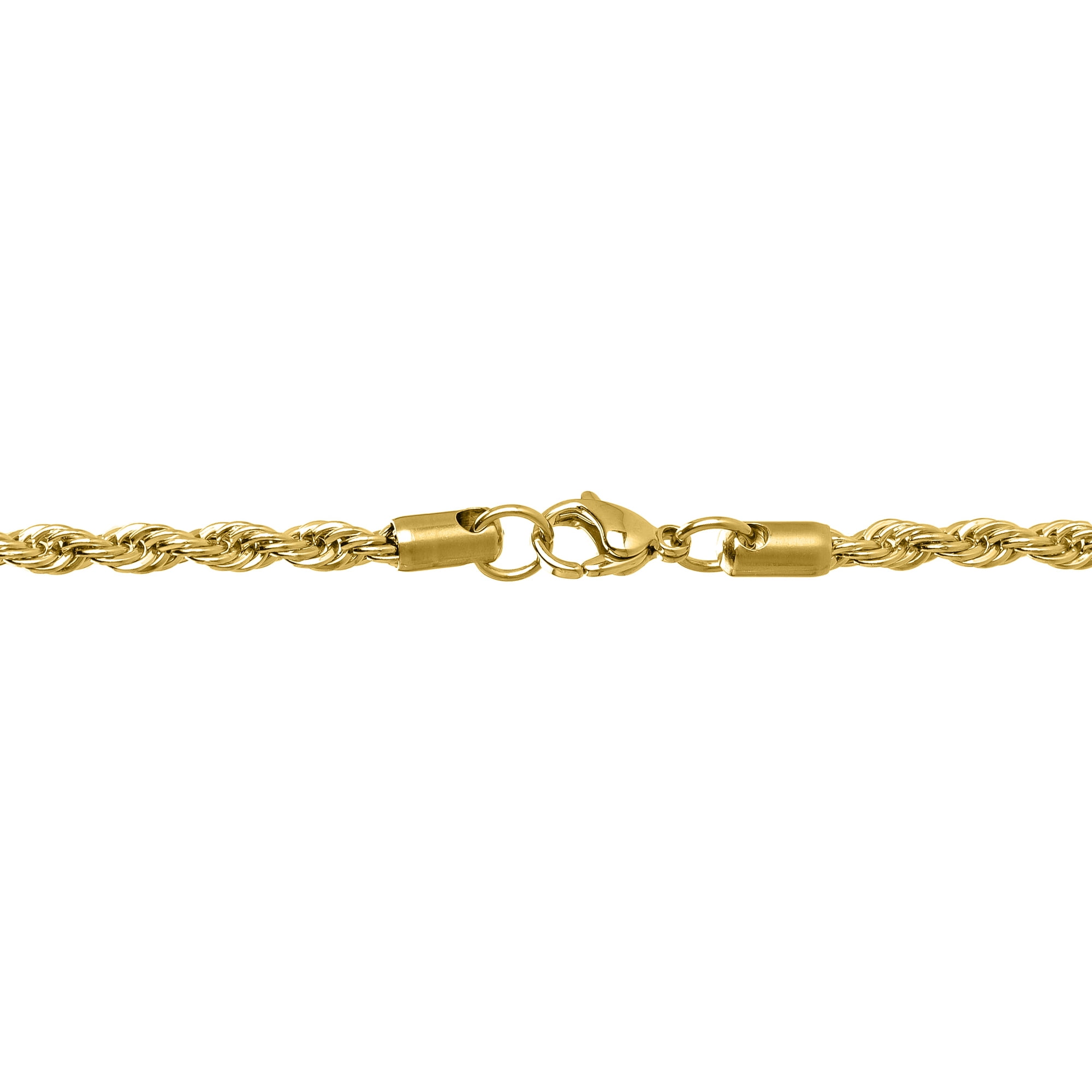 Metro Jewelry Gold Ion Plated Stainless Steel 3MM Rope Chain Necklace - 20 Inch