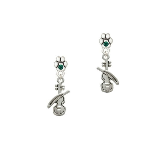 Violin - Green Crystal Paw Earrings