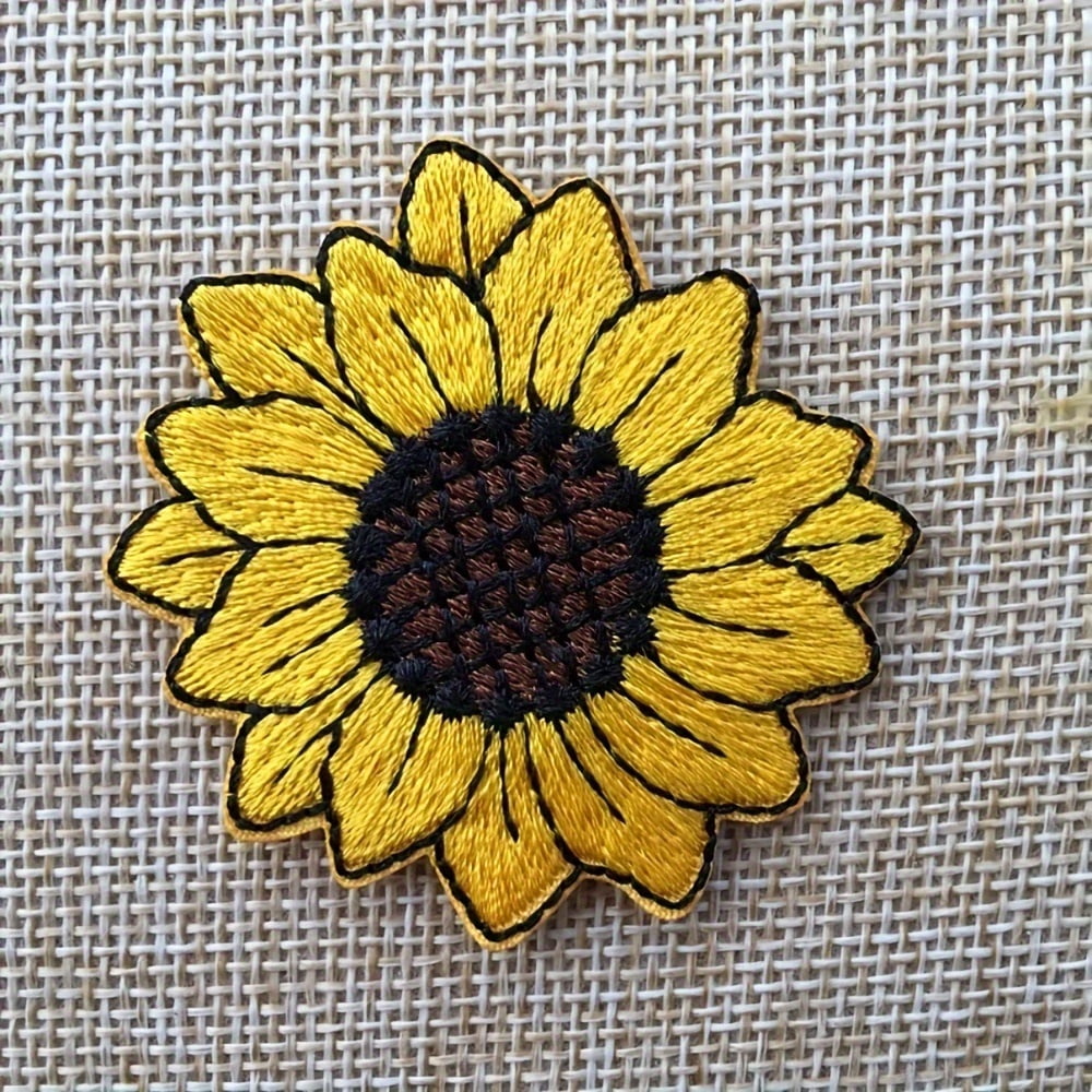 2pcs Sunflower Iron On Patches - High Quality Embroidery Badges for Denim and Backpack Decoration