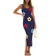 thumbnail image 1 of Vestido ajustado ZESICA de punto floral de verano para mujer, color azul marino, talla L, 1 of 6