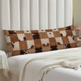 thumbnail image 2 of Cowhide Body Pillow Cover Patchwork Cow Print Brown Cowhide Long Pillowcase with Zipper Decorative Farmhouse Western Soft Cushion Case Rectangle Bedding Pillow Cases for Couch,Sofa,Home Gifts 20"x54", 2 of 5