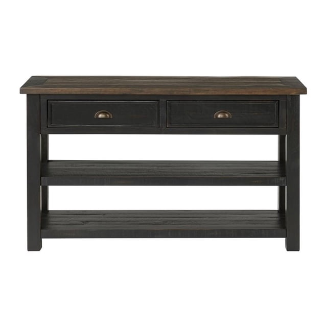Bowery Hill Contemporary Wood 2 Drawer Sofa Console Table Black and Brown