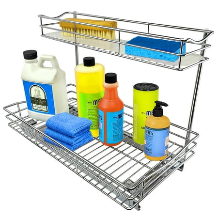 LYNK PROFESSIONAL 11.5"W x 21"D Slide Out Under Sink, Pull Out Cabinet Organizer, Chrome