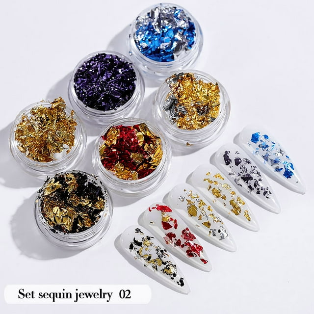 Iumwxz Nail Art Sequins Nails Gold And Glitter Heart-shaped Patch Set