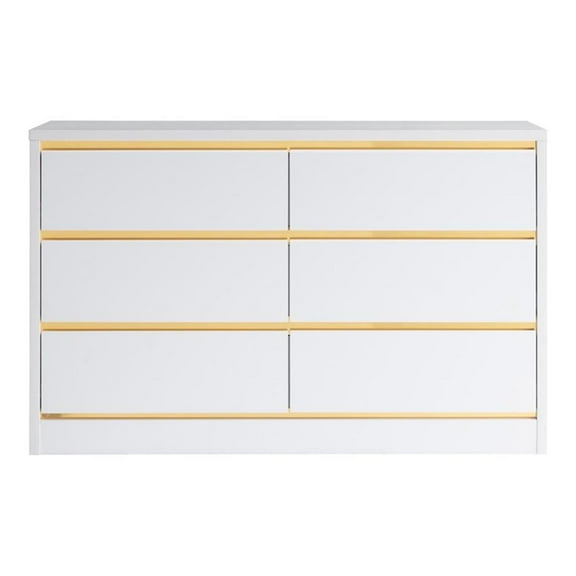 Bowery Hill Modern / Contemporary Wood 6-Drawer Dresser in White
