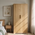 thumbnail image 5 of Ktaxon Wood Fluted Wardrobe Armoire Closet with Hanging Rod, Modern Drawer Shelf Closet with Handles, Farmhouse to Mid-Century Style, 5 of 11