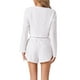 thumbnail image 3 of Pijamas de descanso para mujeres INSPIRE CHIC, con blusas de manga larga con corte y pantalones cortos con abertura, conjuntos XS en blanco, 3 of 5