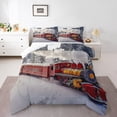 thumbnail image 1 of Erosebridal Red Retro Train Bedding Twin Comforter Set, White Snow Down Comforter, Reversible 2pcs, 1 of 6