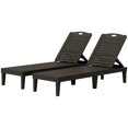 thumbnail image 1 of Set of 2 Outdoor Lounge Chairs, Waterproof Polypropylene Patio Sun Loungers with 4-Position Adjustable Backrest and Rattan-Like Slatted Design, Black, 73.6" D for Garden, 1 of 7