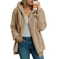 thumbnail image 2 of Sherpa Fleece Jacket For Women Full Zip Oversized Long Sleeve Hooded Fuzzy Cardigan Coat Fashion Winter Outwear, 2 of 5