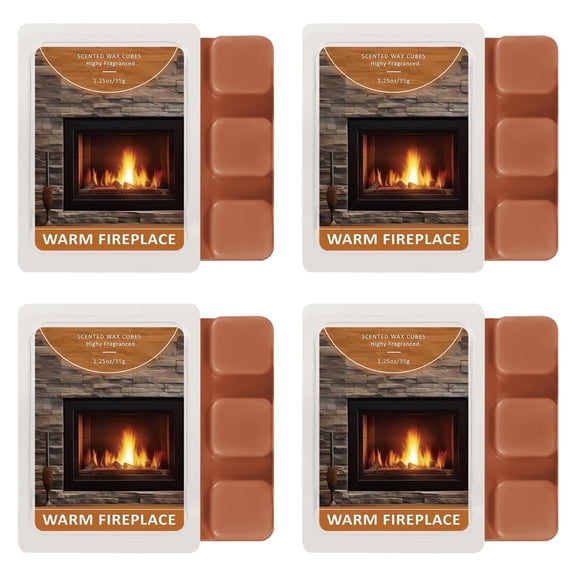 SCENTORINI Wax Melts, Warm Fireplace Wax Cubes Strong Scent, Long Lasting Scented Wax Melts for Warmer, 1.25oz (4-Pack)