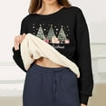 thumbnail image 4 of SYMOID Womens Black Christmas Holiday Sweatshirt - Plush Fleece Lined Cropped Hem Relaxed Fit Festive Tree Print Winter Pullover (M-XXXL),Size 3XL, 4 of 6