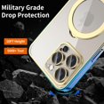 thumbnail image 5 of for iPhone 15 Pro Max Case Magsafe with Invisible Magnetic Kickstand Plating 10FT Shockproof Soft Rubber Clear Protective Phone Case (Gold), 5 of 12