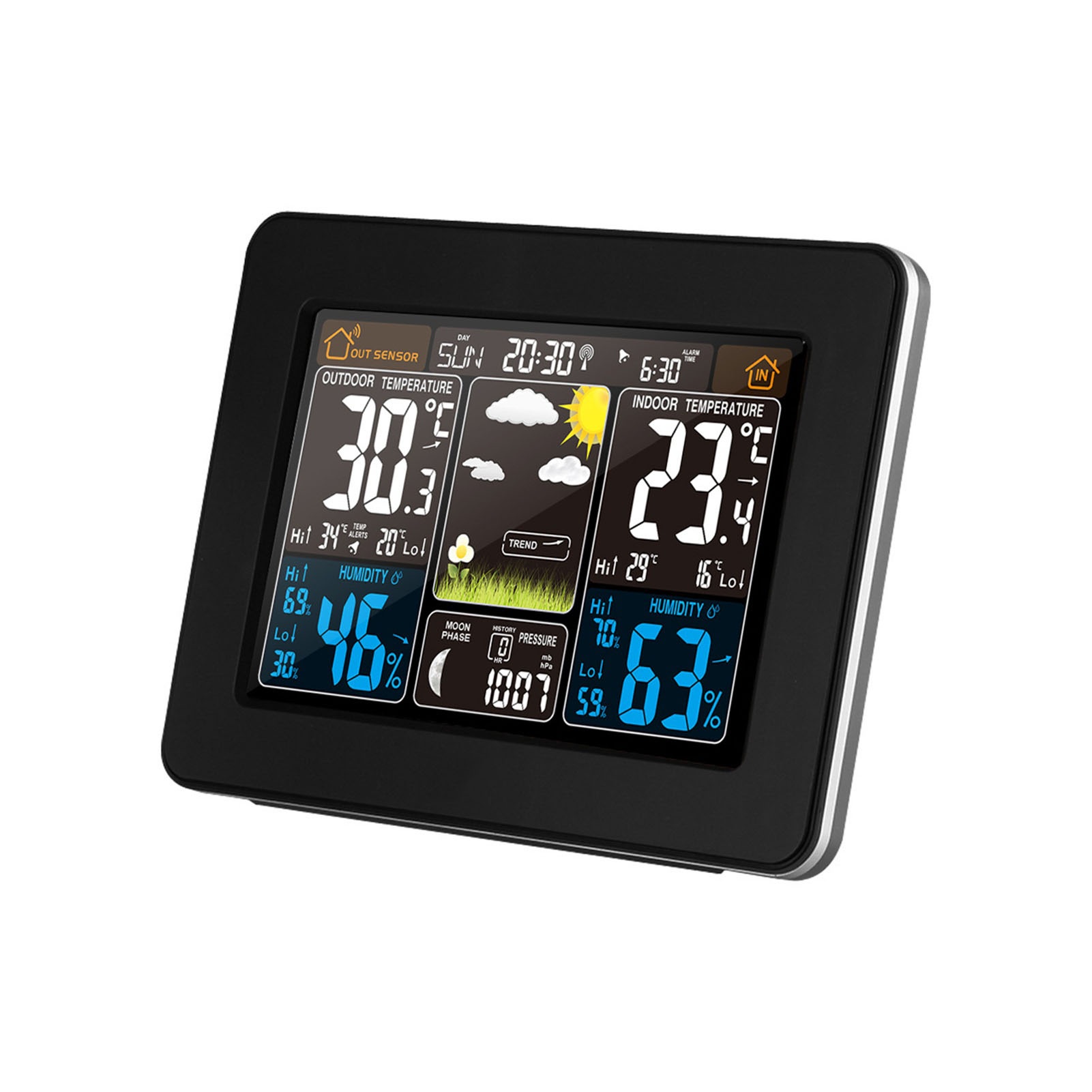 Weather Station LCD LED Screen Weather Clock Indoor Outdoor Wireless Sensing Color Display ,Easy to Operate