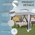 thumbnail image 4 of HOTEEL 12'x12' Pop Up Gazebo Patio Outdoor Canopy Tent with 8 Mosquito Nettings, Adjustable Height and 144 Square ft of Shade for Garden, Party, Backyard with Vented Top, Silver, 4 of 11