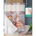 thumbnail image 2 of No Hook Shower Curtain with Snap in Liner, Vintage White Wood Grain with Ocean Starfish and Coral Hotel Shower Curtains for Bathroom, Washable Shower Curtain Liner Set with Mesh Top Window, 72"x96", 2 of 6