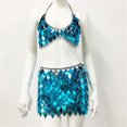 thumbnail image 1 of Traje de fiesta con lentejuelas rómbicas para mujer, minifalda Sexy con cadena Halter, vestido de fiesta sin espalda, Tops ahuecados, 1 of 5