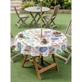 thumbnail image 3 of Easter Eggs Outdoor Tablecloth - 60 Inch Round Dining Table Cover, Spring Carrots Botanical Flowers Butterfly Waterproof Outdoor Table Cloth with Umbrella Hole & Zipper for Picnic/Patio/Party, 3 of 7