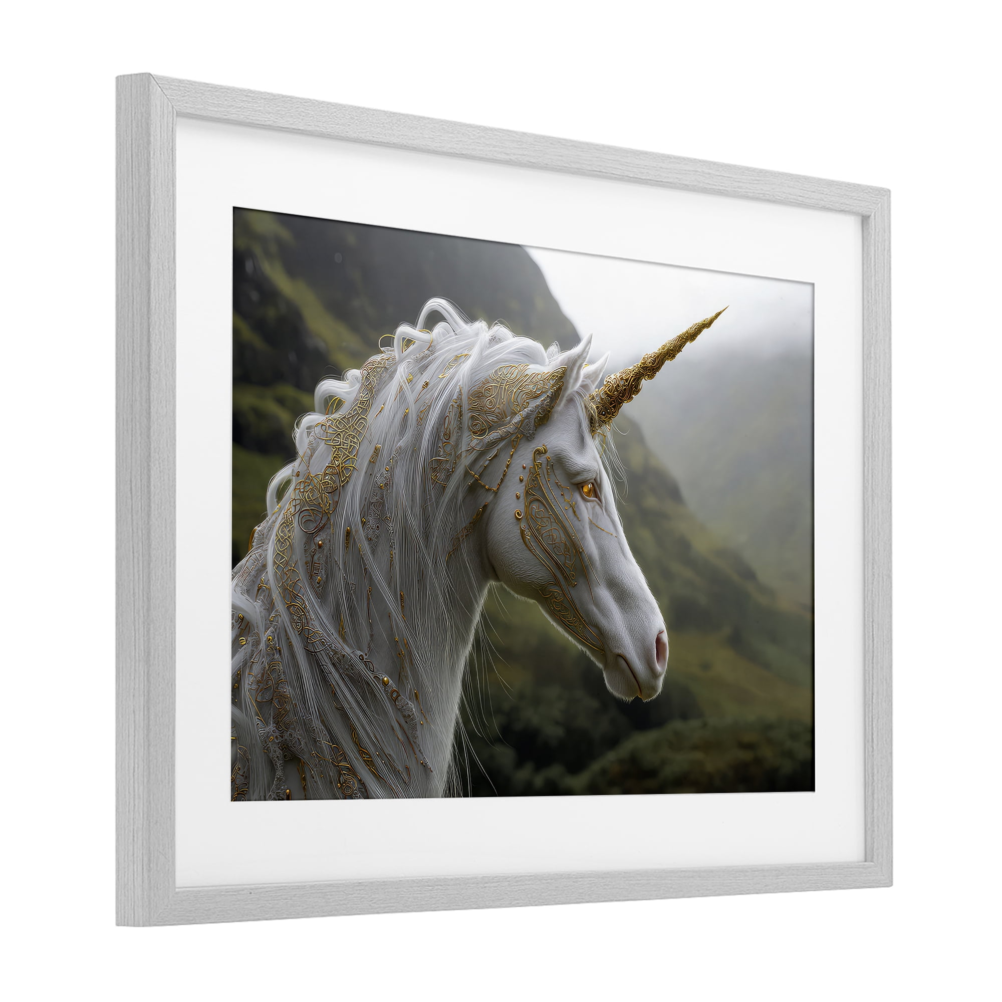Stupell Industries Ornate Celtic Unicorn Gray Framed Print Under Glass, design by The Wands Want