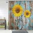 thumbnail image 5 of Farmhouse Rustic Shower Curtain, Sunflower Country Fall Autumn Floral Flower on Rural Barn Wooden Fabric Shower Curtain, Yellow Brown Black Teal Bathroom Curtains with Hooks Sets, 69x84inches\u2026, 5 of 6