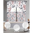 thumbnail image 2 of Grey Red Botanical Swag Kitchen Curtains Sets for Windows 24 Inch Length, Watercolor Spring Floral Summer Leaf Short Window Curtain Panels Swags Valances and Tiers 3 Piece Set for Cafe/Dining Room, 2 of 5