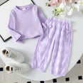 thumbnail image 2 of Caqnni Baby Girl Western Outfits Cute Long Sleeve Romper Cow Flared Pants Headband 3Pcs Clothes Set Pajamas & Dailywear Set(Purple,18-24 Months), 2 of 5