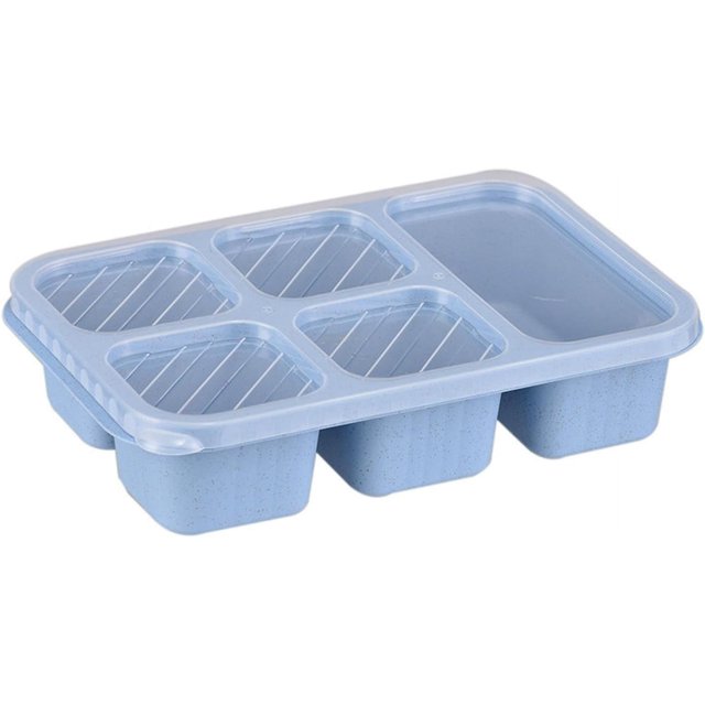 Wheat Straw Lunch Box, Lunch Box, Five-compartment Lunch Box, Tea Lunch Box with Lid, Fresh-keeping Snack Plate, Snack Snack Box