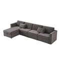 thumbnail image 3 of Sumdeal Modern Luxury Living Room Set,47" Imitation Marble Coffee Table with 5 pieces of Velvet Sectional Sofa Set,White Coffee Table and Gray Sofa Set, 3 of 7