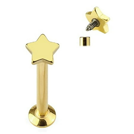 Star Cartilage Earring Stud - BodyJ4You® Tragus Earring Cartilage Star Stud Goldtone Steel Barbell 8mm 16G 1.2mm Piercing Jewelry