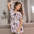 thumbnail image 3 of Fotbe Cat Bata de Dormir para Mujer con Estampado, Camisón de Algodón de Manga Corta, Ropa de Dormir Casual, 3 of 6