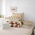 thumbnail image 5 of Manfei Chic Abstract Ombre Twin Bedding Sets 7-Piece for Kids, Vintage Checkered Square Bedding Comforter Set, Yellow Buffalo Plaid Reversible Sheet Sets, Breathable Home Decor, 5 of 7