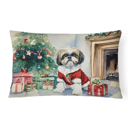 3 x 16 x 12 in. Shih Tzu Cozy Christmas Throw Pillow