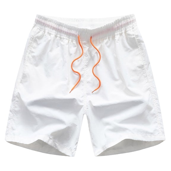 Gibobby Men's Beach Shorts Swim Shorts 2 in 1 Men's Swim Trunks 9" with Zipper Pockets Bathing Suit Built-in Board Shorts Swimwear Long Shorts(L,White)