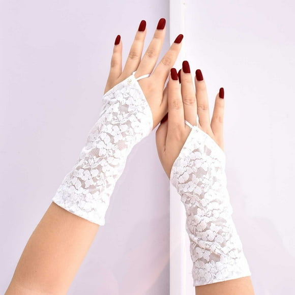 TINZ Lace Fingerless Gloves White Short Bride Wedding Gloves Floral Bridal Gloves For Women Women Gloves Women Gloves Mitten Women Mittens