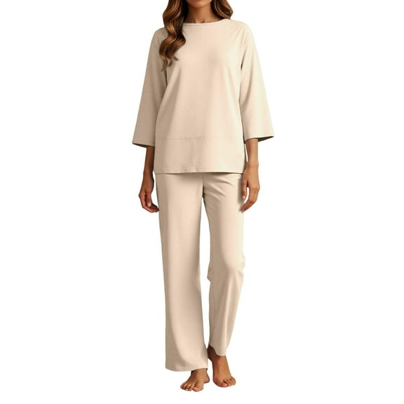 Pant Suits for Women Dressy Women's Casual Trousers Suit Set Comfortable Round Neck Long Pants Outfit For Daily Wear Spring Woman's Suit Slim Fit Suits Women Celebration Jumpsuit Striped Pet Beige 3XL