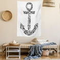 thumbnail image 2 of Anchor Tapestry, Anchor Shape Flower Floral Ornamental Silhouette Vacation Old Times Happiness Print, Wall Hanging for Bedroom Living Room Dorm Decor, 40W X 60L Inches, Black White, by Ambesonne, 2 of 5