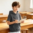 thumbnail image 6 of CONZONE Toddler Boys Hoodies Short Sleeve Hooded Sweatshirts with Pocket Fall Pullover Boys Clothes Size 4-5 Years, 6 of 8