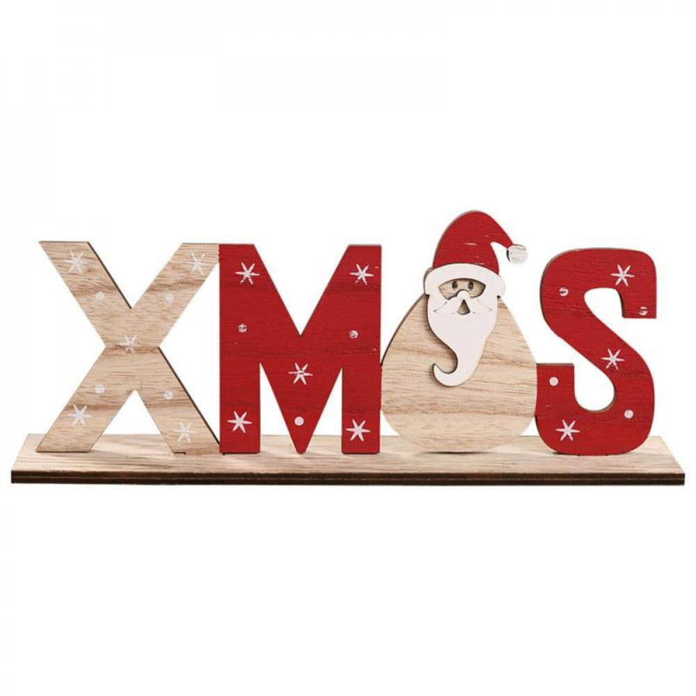 Christmas Decorations Wooden Letters Desktop Ornaments Simple Table Decor Sign 