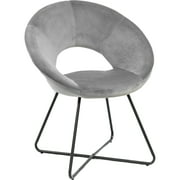 Venetian Worldwide Modern Accent Chair Gray Velvet with Black Metal Frame Legs, 1 Piece
