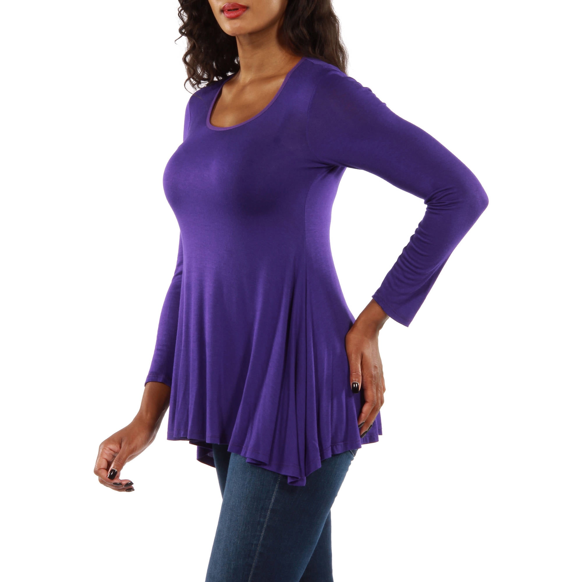 Women's Long Sleeve Scoop Neck Tunic Top