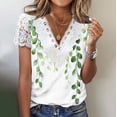 thumbnail image 1 of TaTaai Women‘s Floral Print V Neck Short Sleeve Top， Casual Pullover Blouse for Work Office， Comfortable Knit Shirt with Allover Pattern Gift, 1 of 5
